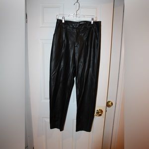 Misguided black straight leg leather pants size 8